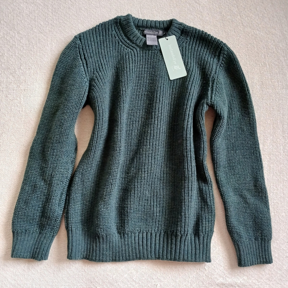 irelands eye ♡ wool knit crosshaven ribbed sweater evergreen virgin medium cabin